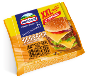 Сыр плавленый Hochland Чизбургер XXL 185г, ломтики