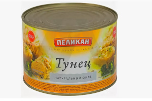 Тунец ПЕЛИКАН филе в масле в собственном соку 1.7 кг