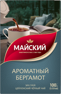 Чай черный МАЙСКИЙ ароматный бергамот листовой 100г