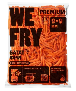 WE FRY PREMIUM: BAT9 батат фри с панировкой, 9х9 2,5 кг