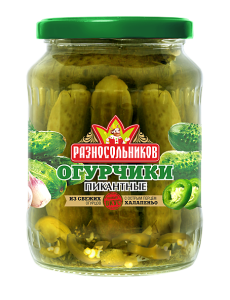 Огурчики маринованные пикантные ТМ Разносольников  с халапеньо 680 г