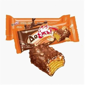 Вафельный батончик конфеты Даежъ WAFER BAR с карамелью, арахисом и солеными кранчами, 40 г Шоубокс 15 шт