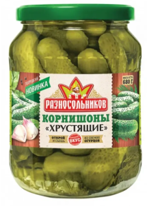 Огурчики маринованные Хрустящие ТМ Разносольников 680 г