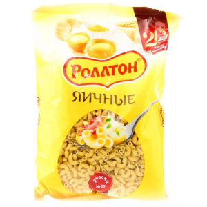 Рожки Роллтон яичные из твердых сортов пшеницы 400 г.