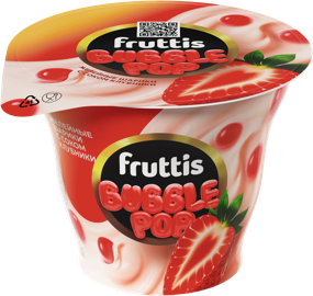 Продукт йогуртный Fruttis BUBBLE POP вкус клубники и лопающиеся шарики с соком 4,4% 180г