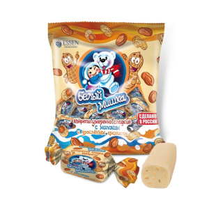 Конфеты неглазированные Белый Мишка с дробленным арахисом 500 г