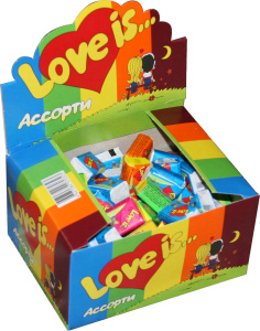 Жевательная резинка Love is Микс Вкусов 100 шт в блоке