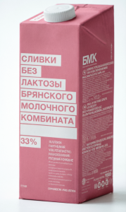 Сливки БМК безлактозные ультрапастеризованные 33% 1л