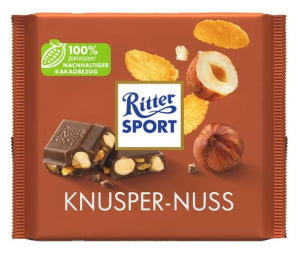 Молочный шоколад  Ritter Sport Цельный лесной орех и хлопья 100 г