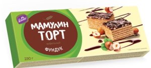 Вафельный торт «Мамулин торт» с начинкой с ореховым вкусом, посыпанный арахисом 220 г.