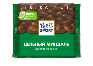 Шоколад молочный RITTER SPORT цельный миндаль 100г