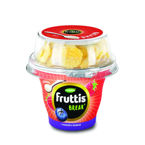 Йогурт Fruttis малина-черника с хлопьями 2,5% 165 г.