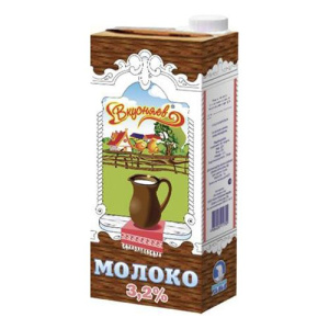 Молоко Вкусняев 3,2% ультрапастеризованное 1 л  БЗМЖ