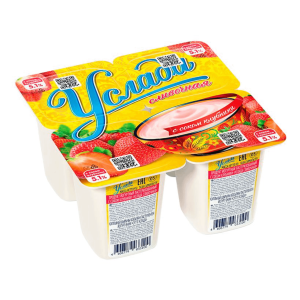 Йогуртный продукт Услада Сливочный с соком клубники 5%  4*95 г