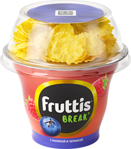 Продукт йогуртный Fruttis break малина-черника с топпером 2,5% 165г