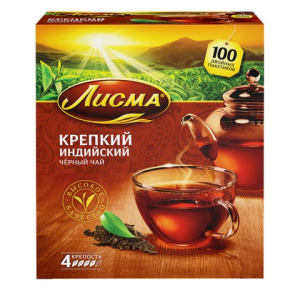 Чай чёрный Лисма Крепкий мелкий лист 100 пакетиков 200 г.