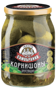 Огурцы маринованные СКАТЕРТЬ-САМОБРАНКА Хрустящие корнишоны 370 г