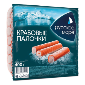 Крабовые палочки Русское море имитация пастеризованные замороженные 400 г