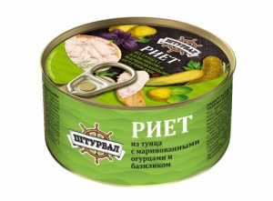 Риет из тунца с маринованными огурцами и базиликом 115г