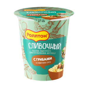 Лапша в стакане "Роллтон" с грибами в сливочном соусе 70г