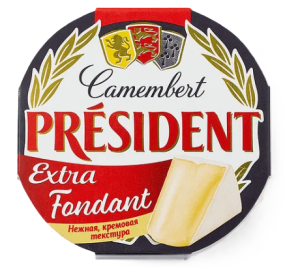 Сыр PRESIDENT Camembert Extra Fondant с белой плесенью 60% 125г