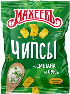 Чипсы картофельные Махеевъ со вкусом Сметаны и Лука 130гр