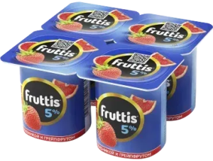 Продукт йогуртный Fruttis клубника-грейпфрут 5% 4*115г