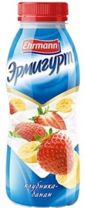Питьевой йогурт Ehrmann Эрмигурт клубника-банан 1.2% 420 г.