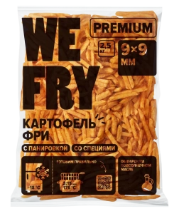 WE FRY PREMIUM: FMB9 картофель фри с панировкой и специями, 9х9 2,5 кг