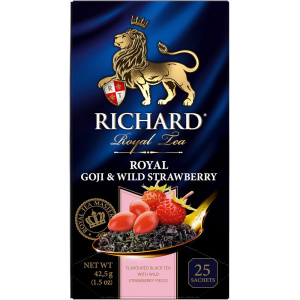 Чай чёрный Richard Royal Goji & Wild Strawberry ароматизированный 25 сашет 42,5г