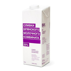 Сливки БМК ультрапастеризованные 33% 1 л.