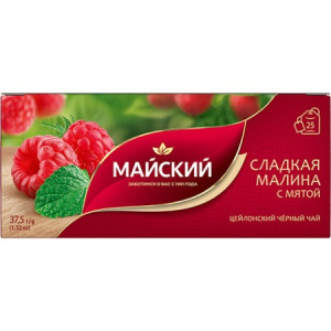 Чай черный Майский Сладкая малина с Мятой 25 шт