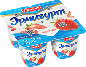 Продукт йогуртный Эрмигурт клубника 3,2% 4*100г.