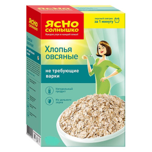 Хлопья овсяные Ясно Солнышко, не требуют варки, 325 г