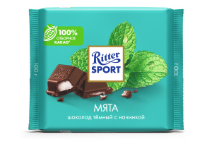 Шоколад темный RITTER SPORT мята 100г