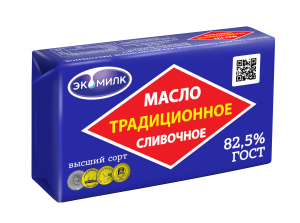 Масло сладко-сливочное ЭКОМИЛК Традиционное 82,5% 180г
