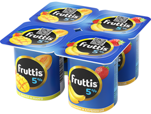 Продукт йогуртный Fruttis манго-дыня и банан-клубника 5% 4*115г