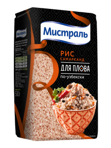 Рис МИСТРАЛЬ Самарканд для плова по-узбекски красный круглозерный шлифованный, 500 г