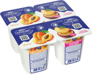 Продукт йогуртный Alpenland абрикос и персик-маракуйя 7,5% 4*95г