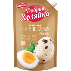 Майонез Добрая хозяйка С перепелиным яйцом 50,5%, Махеевъ, 630 мл