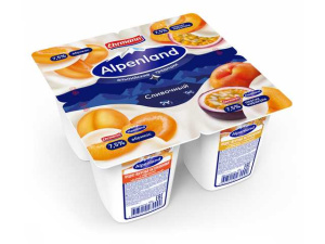 Йогурт Alpenland абрикос-персик-маракуйя 7.5% 4* 95 г.
