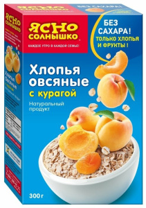 Хлопья овсяные Ясно солнышко с курагой без сахара 300 г.