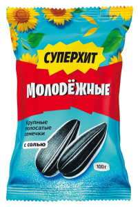 Семечки Молодёжные Суперхит Полосатые обжаренные с солью 100г