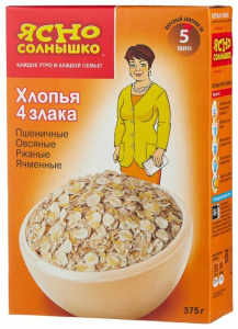 Хлопья 4 злака Ясно солнышко 375 г.