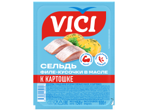 Сельдь  К Картошечке Vici солёная  филе кусочки в масле 150 г