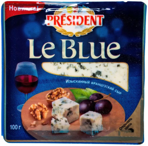 Сыр PRESIDENT Le Blue с голубой плесенью 55% 100г
