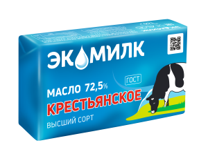 Масло сладко-сливочное ЭКОМИЛК Крестьянское 72,5% 160г