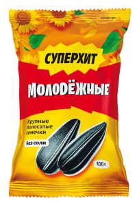 Семечки Молодёжные Суперхит Полосатые обжаренные 100г