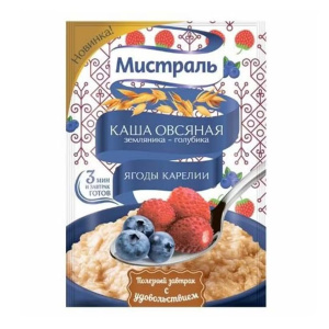 Каша Мистраль Ягоды Карелии овсяная земляника-голубика 40 г