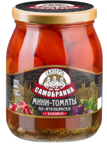 Мини-томаты маринованные СКАТЕРТЬ-САМОБРАНКА По-итальянски с базиликом 720 г